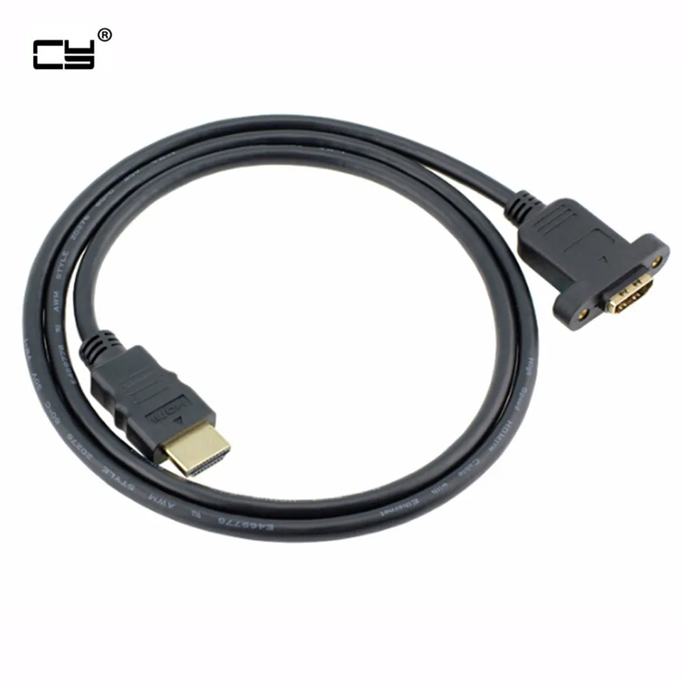 Gold Plated HDMI Extension Cable Male to Female With Screw Panel Mount