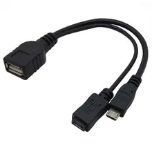 2 In 1 OTG Micro USB Host Power Y Splitter USB Adapter to Micro 5 Pin Male Female Cable Durable Micro USB OTG Cable