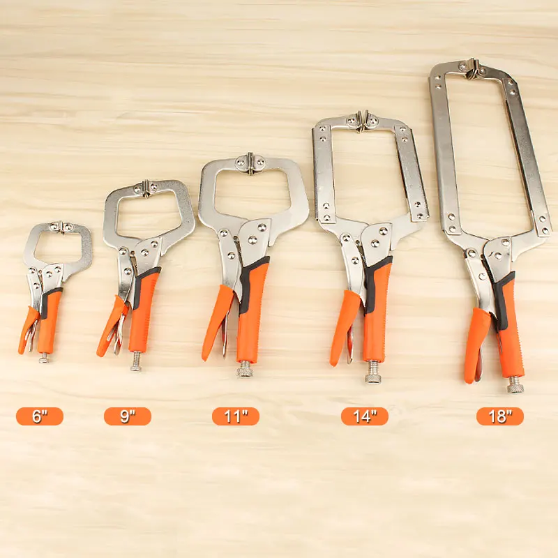 

UNeefull Multi-function Steel C Type Clip Vise Grip Locking Plier Woodworking Clamps Clips 6" 9" 11" 14" 18" inches Face Clamp