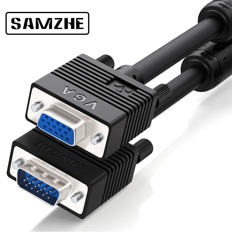 

SAMZHE 1080P VGA Cable Double with Ferrite Rings VGA Cable 3+6 D-SUB Cable 1.5m 3m 5m 10m 20m 30m for Projector Monitor