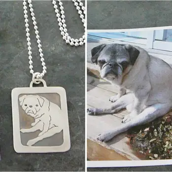 

Pug Art Necklace, Your Pet Pendant, Dog silhouette Memory Jewelry Keepsake Memorial Gift--12 pcs/Lot