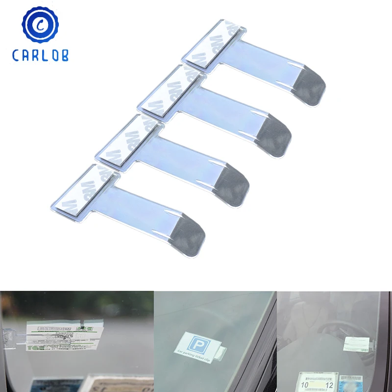 

CARLOB 4Pcs Car shape windshield sticker parking ticket clip fastener car card storage clip dashboard sticker decal