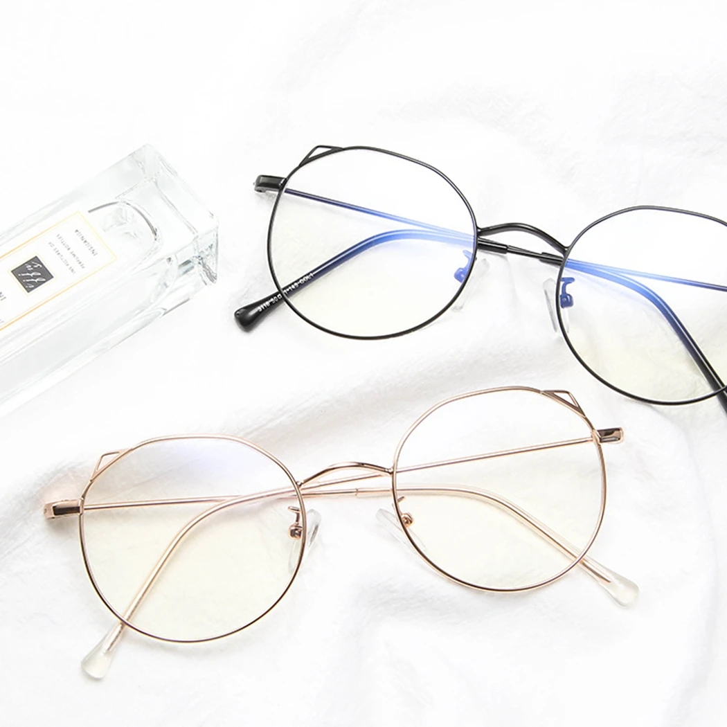 

New Women Fashion Clear Lens Eyeglasses Optical Glasses frame Light Blocking Glasses Cute Metal Eyewear Frame oculos de grau