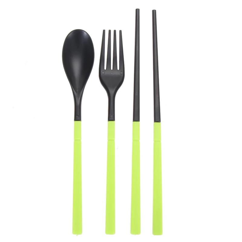 Material ABS ecológico 3 en 1 Picnic vajilla portátil palillos cuchara tenedor caja de almacenamiento kit de viaje de acampar al aire libre