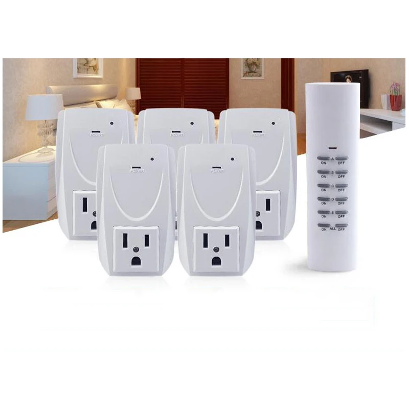 

Smart USA Plug 1 Wireless Remote Control, 5 Socket Receiver Smart Power Socket Switch Family Electrical Remote