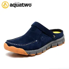 AQUATWO Neue Design Wildleder Atmungs 2016 Flache Ferse Hausschuhe Sommer Casual Strand Herrenschuhe US5.5-10 # Marke Mens sandalen
