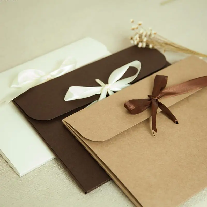 

1Pcs 24*18*0.7cm Gift Card Envelope Case Style Kraft Paper Bow/Box&Silk Handkerchief Box Elegant Envelope Packing Boxes Envelope