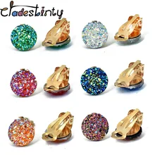 Chadestinty, золотые для ушей, клипсы, серьги для женщин, ювелирные изделия, голубые, белые, круглые, полимерные, каффы, серьги без пирсинга, друзы