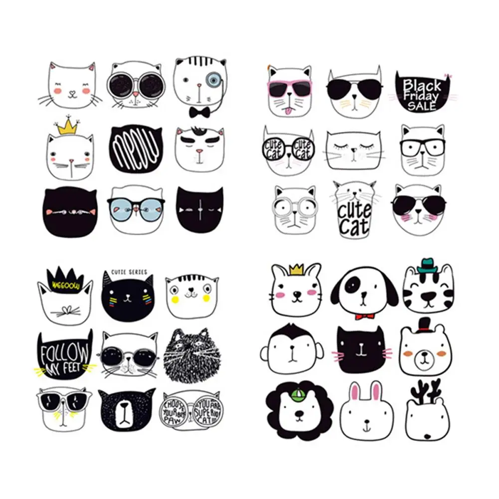 

Cartoon Cat Pattern Heat Transfer Offset Pyrograph Pattern Iron On Patches For Clothing DIY Handicraft Decor Applique Patches