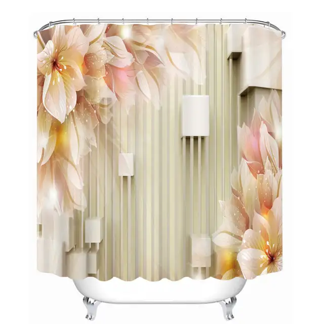Us 1995 50 Di Scontonuova Europa Di Lusso Fiore Intagliare 3d Modello Tende Da Doccia Impermeabile Tessuti Tende Da Bagno Ganci Home Prodotti Per