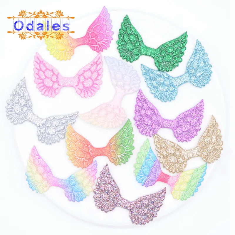 

20Pcs Mixed Padded Shiny/Glittered Angel Wing Shape Appliques for Kid DIY Spirit Cupid Patches Crafts Baby Headwear Accessories