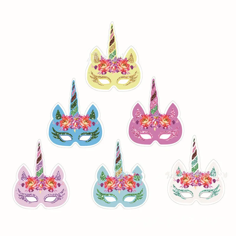 

6PCS/Lot Unicorn Face Mask Baby Party Masks Unicorn Theme Face Masks Unicorn Birthday Party Supplies