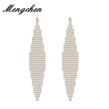 

New Design Shiny Multilayer Horizontal Rhinestone Long Chain Dangle Earrings for Women Fashion Jewelry