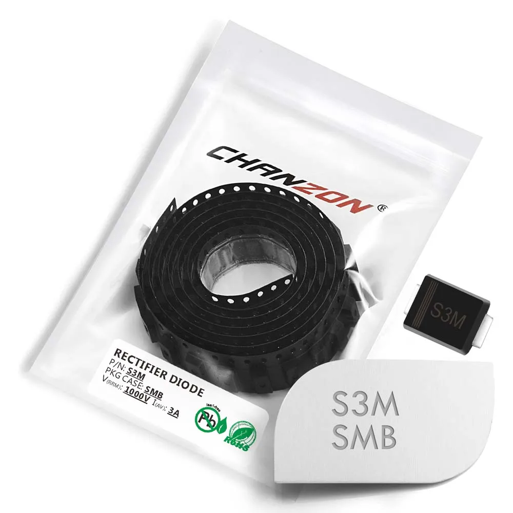 

(50 Pcs) S3M SMD Rectifier Diode 3A 1000V SMB (DO-214AA) 3 Amp 1000 Volt Electronic Silicon Diodes