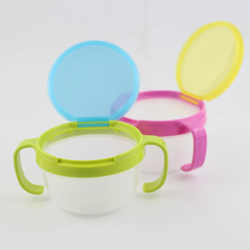 

Safe Baby Child Kids Food Snacks Candy Biscuit Anti spill Storage Holder Tank Non spilling Dishes Bowl Cup with Cover & Handle