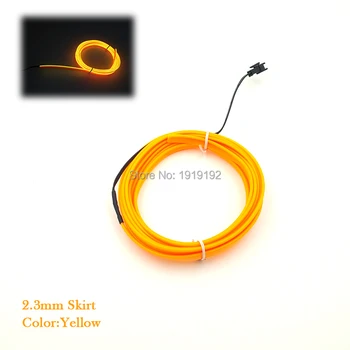 

Newest 5Meter 2.3mm-skirt 10Color Select DC-3V Flexible EL Wire Glowing tube Sound Activated Neon Light For Car Party Decoration