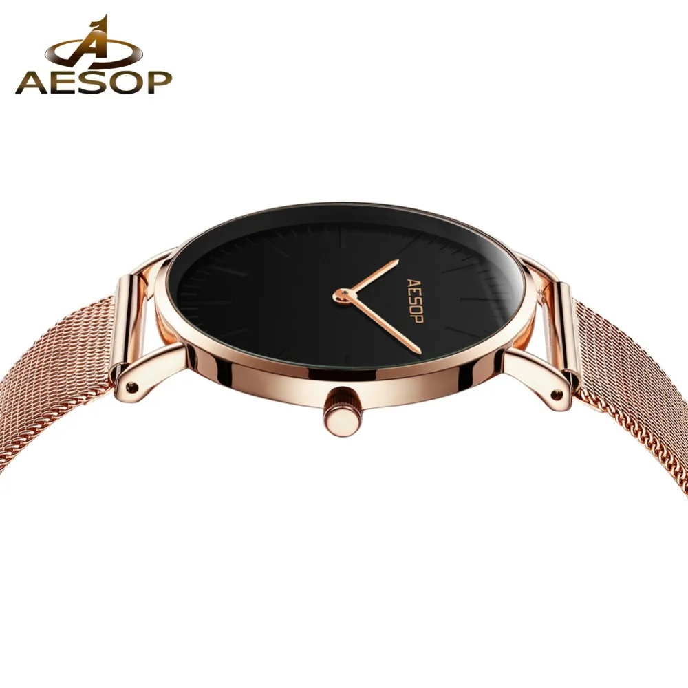 AESOP Luxury Brand Quartz Watch Women Fashion style Rose Gold Steel Bracelet Watch Ladies Dress Watch 36mm dial relogio feminino