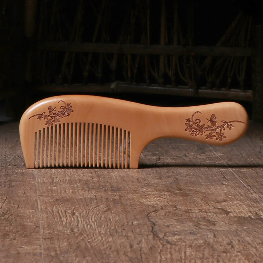 10pcs/lot Large padded peach comb anti static wooden comb with a health handle wooden combs 17.8