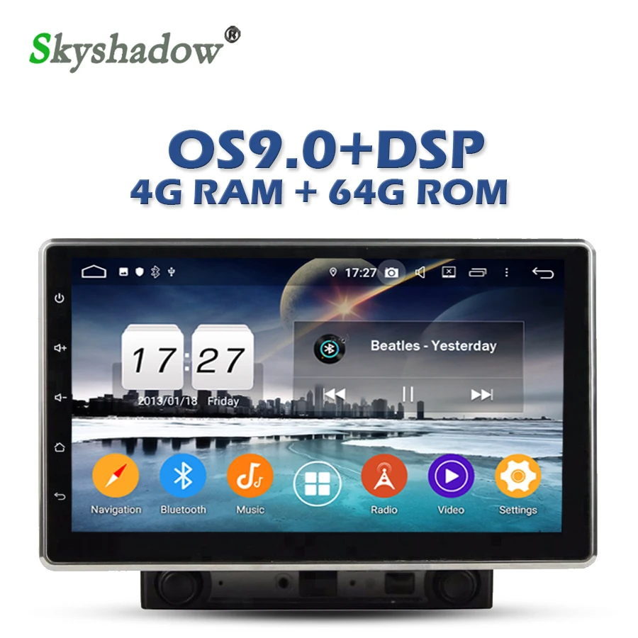 Perfect DSP IPS 10.1" Android 9.0 4GB +64GB + 8 Core Car DVD Player GPS Glonass map RDS Radio wifi Bluetooth 4.2 2 Din for universal 3