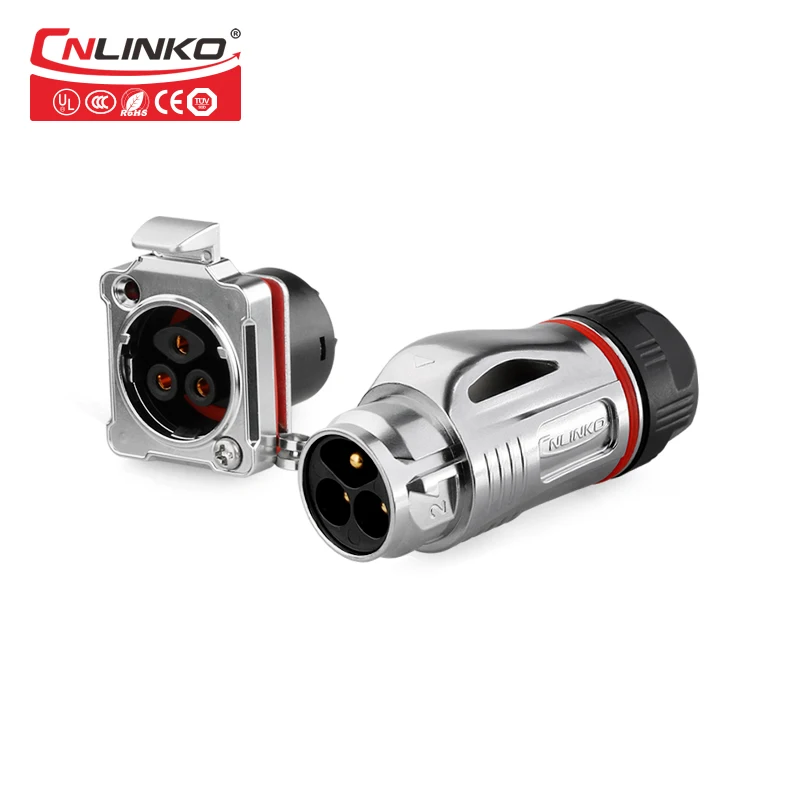 CNLinko 3 Pin Metal Connector Outdoor Wire Connector AC/DC Jack Plug