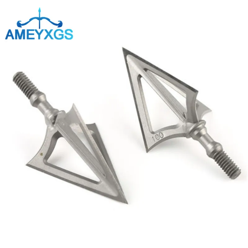 6 шт. стрельба из лука Broadhead 100 зернистость наконечник стрелы для охоты 2 лезвия