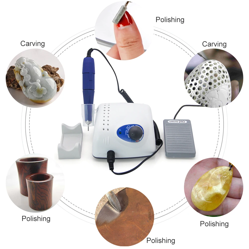 LKE 35000RPM new Strong 210 102L 65W Nail Drills Manicure Machine Pedicure Electric File Bits Nails