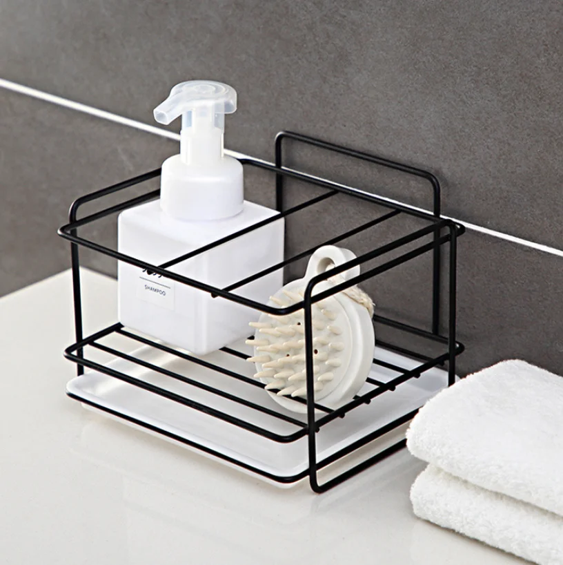 

Multifunctional Metal Hanging Basket Kitchen Bathroom Desktop Storage Rack Sundries Wall Organizer Rack with Suction Cup