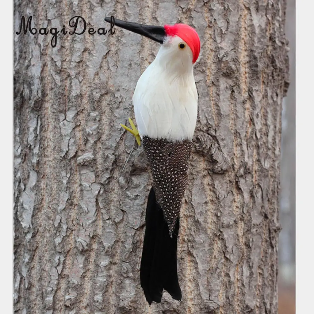 Realistic Artificial Animal Feather Garden Figure Woodpecker Bird Model Home Park Garden Tree Ornament Decor
