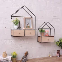 Creative Iron + Wood Living Room Bedroom Wall Triangle Closet Drawer Storage Cabinet Router Rack Home Decoration