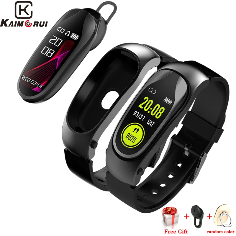 

Fitness Bracelet Heart Rate Bluetooth Headset Answer Call Smart Band with Earphone for Xiaomi Huawei Fitness Tracker Watch Men
