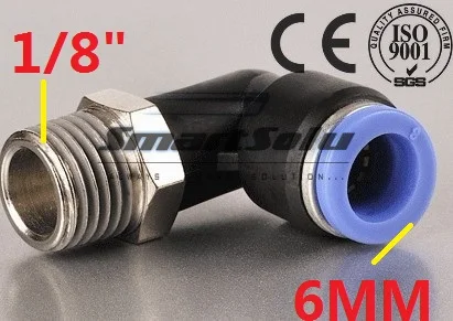 

Free shipping 20 pieces PL 6-01 Pneumatic Male Elbow Air Fitting , 6mm To 1/8" Inch Push In Quick Fitting Connector Joint