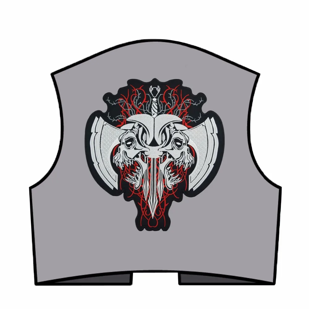 G028W Hot sale! Fashion Skull Embroidered Patches for Full Back Size of Jackets Motorcycle Biker Patch 30CM28CM Free Shipping (6)