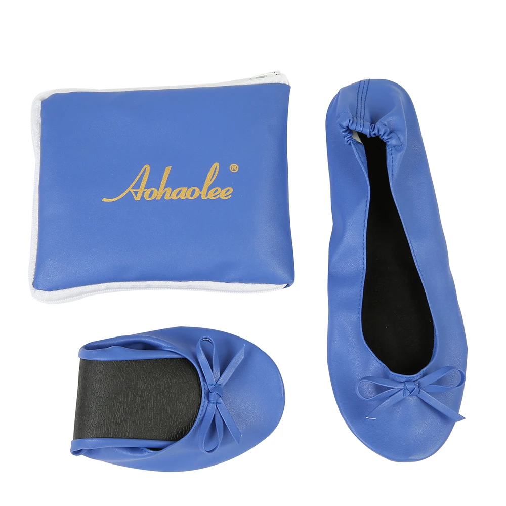Blue Shoes Flats Portable Fold Up Ballerina Flat Shoes Roll Up Foldable Ballet After Party Shoes For Bridal Wedding Party Favor