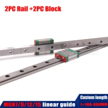 Deslizador lineal MGN7C MGN7H MGN9C MGN9H MGN12C MGN12H MGN15C MGN15H con guía de carril lineal MGN de 2 piezas, 150mm, 300mm, 400mm
