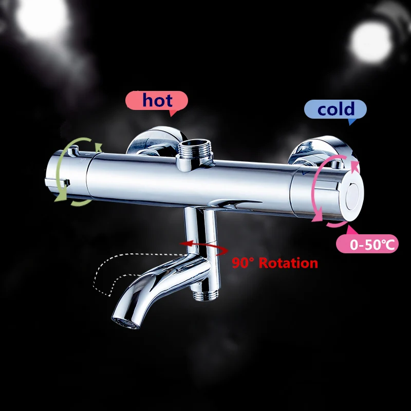 Wall Mounted brass Thermostatic Mixing Valve Bathroom Faucet Shower