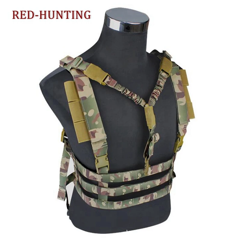 

Multicam Military Tactical Vest Airsoft Molle System Low Profile Chest Rig Removable Gun Sling Hunting Airsoft Paintball Gear