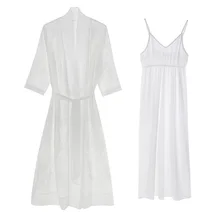 Летний Шелковый спальный халат женский весенне-осенний длинный стильный сексуальный шелковый халат+ ночная рубашка двухсекционная Женская одежда для сна YY8021