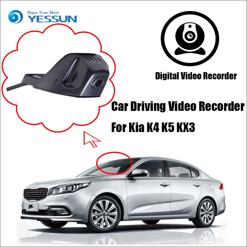 

YESSUN Car DVR Driving Video Recorder for Kia K4 K5 KX3 Front Dash Camera HD 1080P Not Rear Back Camera APP