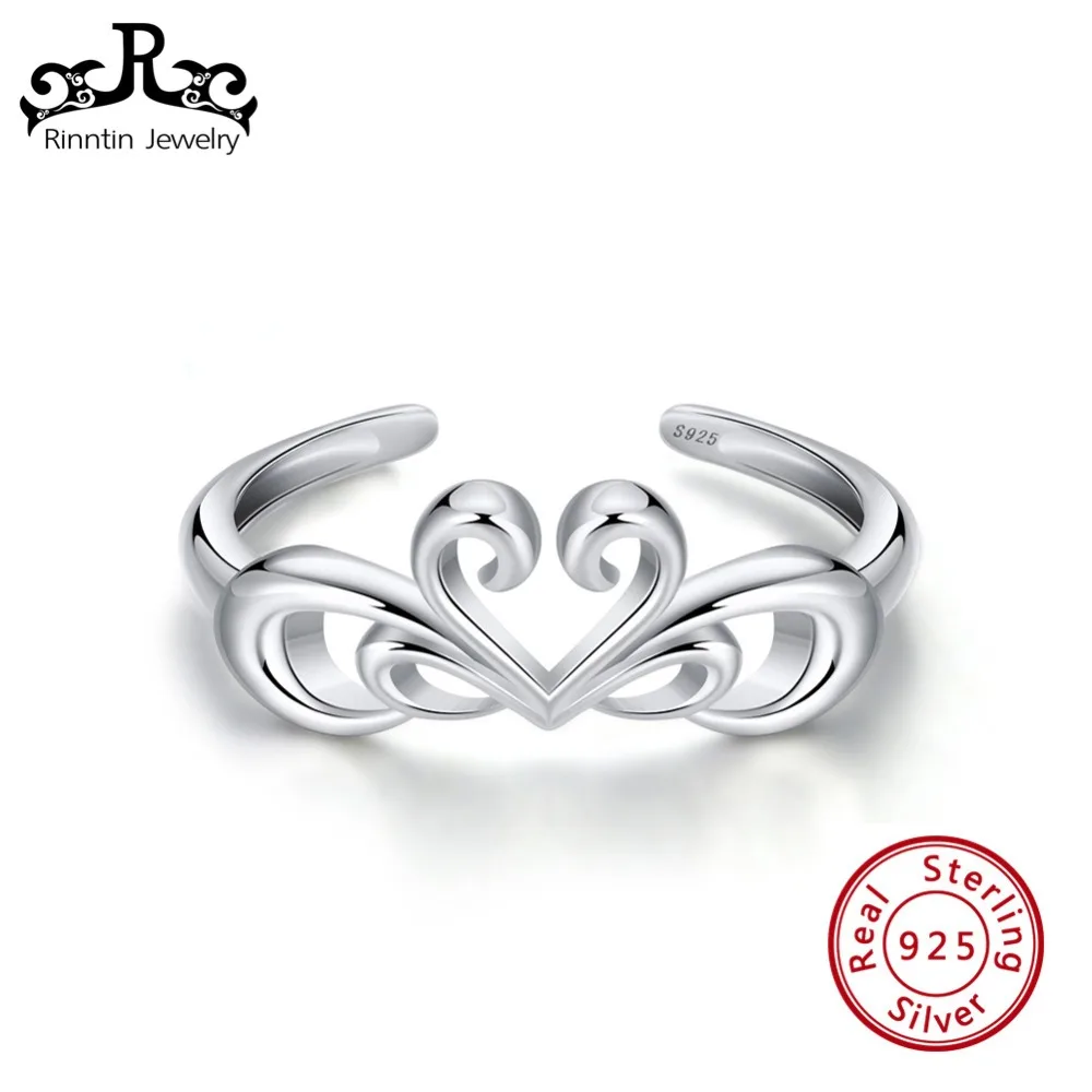 

Rinntin 925 Sterling Silver Hollow Heart Ring For Women King of Love Wedding Bands Anniversary jewelry Gift Wholesale TSR107