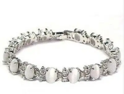 Jewelry tibelt silver white opal bracelet 7.5''