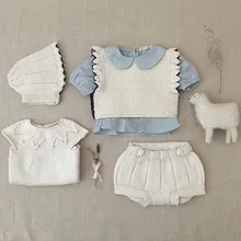 Комплекты для маленьких девочек; весна г.; шерстяной вязаный свитер с узором+ штаны; комплект из 2 предметов для маленьких девочек; детская одежда