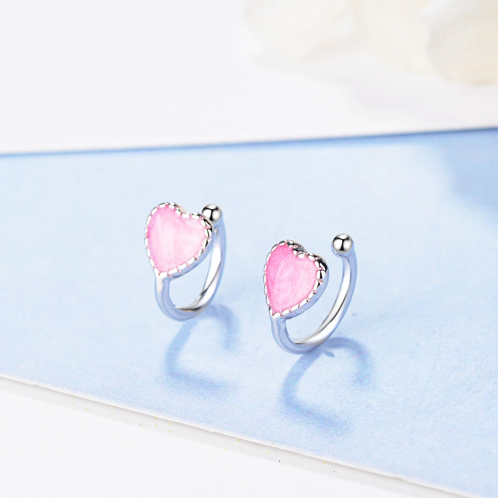 Серьги клипсы женские из серебра 100% пробы с розовым и зеленым