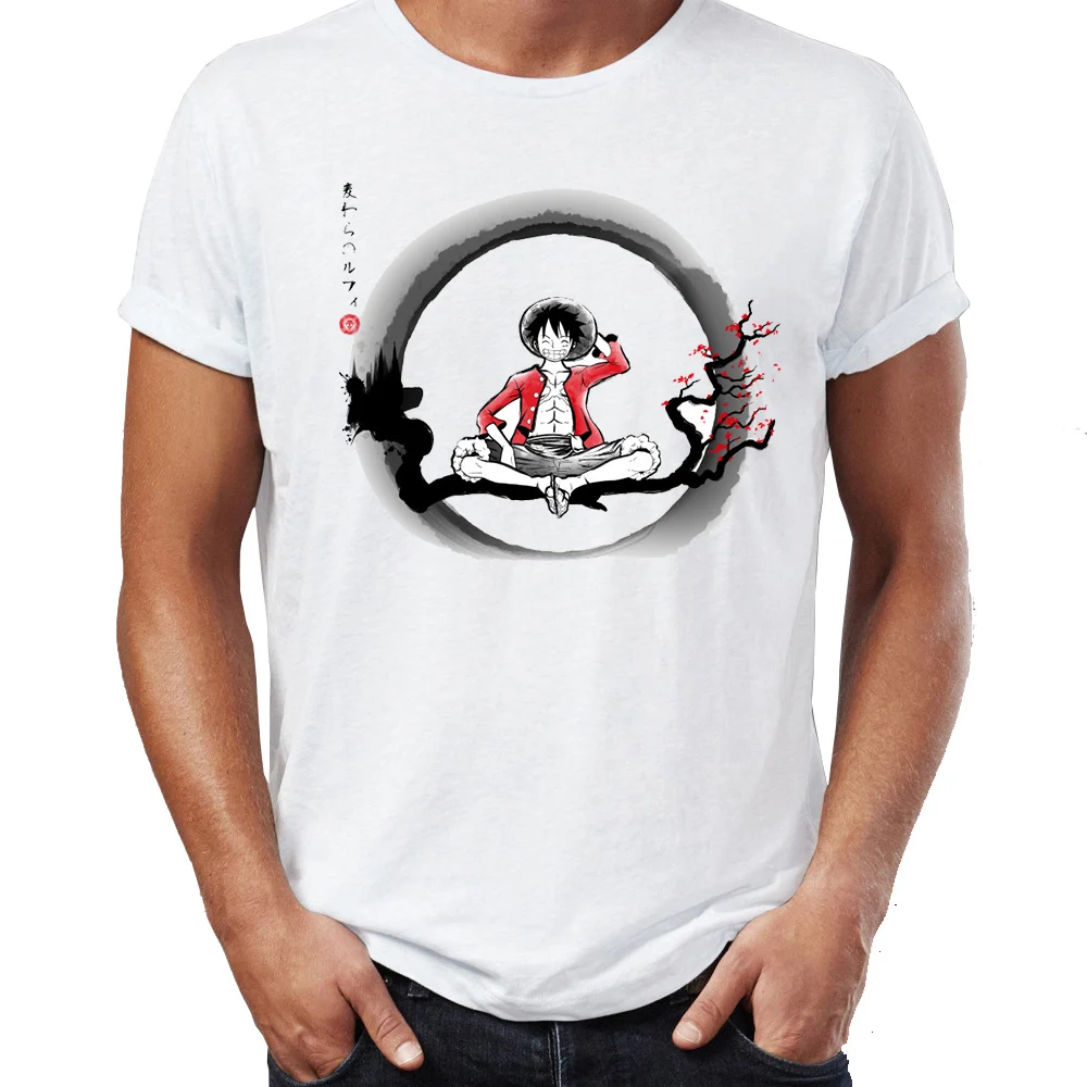 

Men's T Shirt The Pirate King and The Cherry Blossom Tree Luffy One Piece Anime Badass Tee