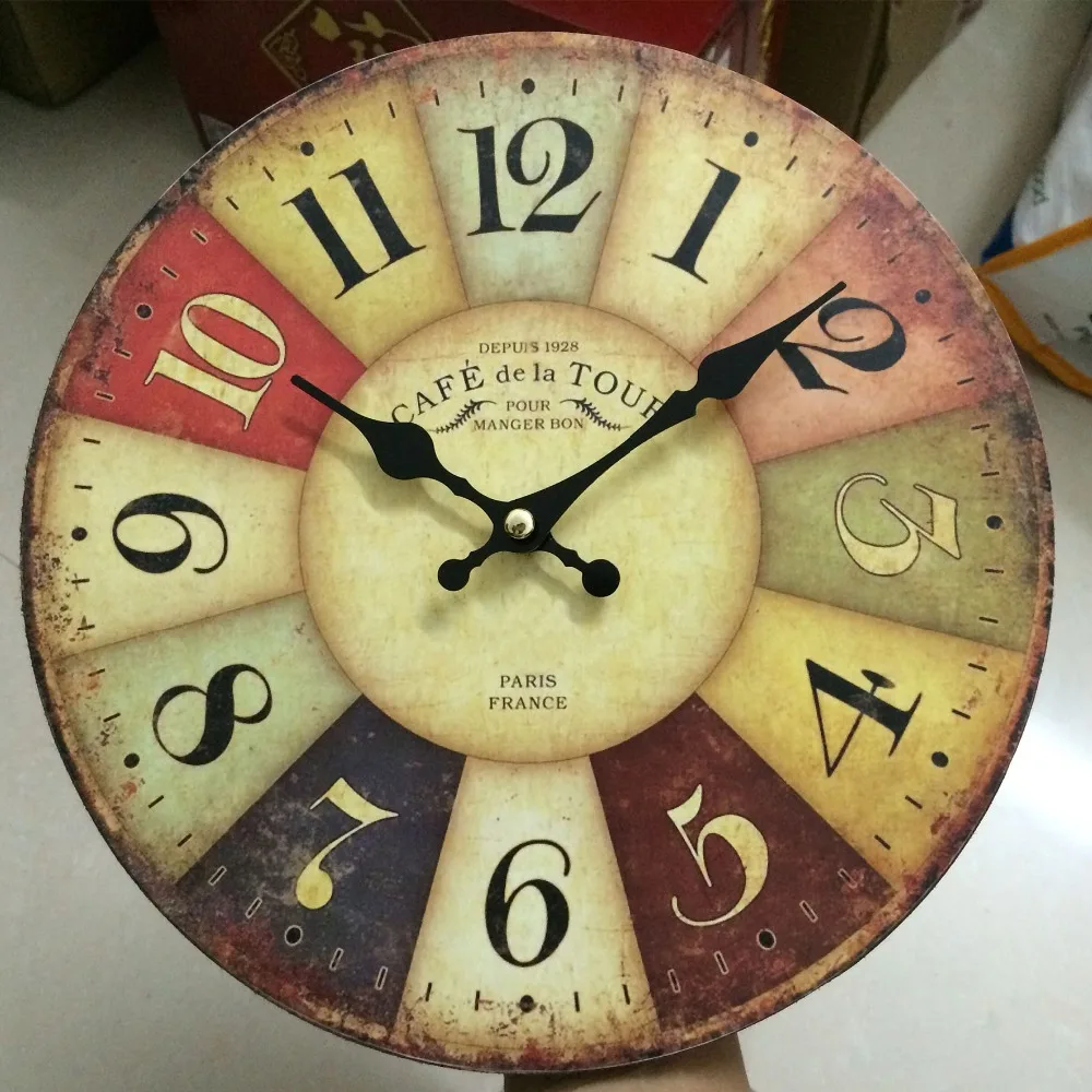 Cheap Traditional Wall Clocks France Paris Antiqued Digital Wood Clock 10'inch Home Decoration