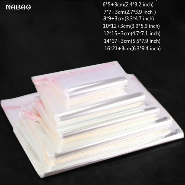 NABAG 200 قطعة الأغلاق السيلوفان OPP بولي أكياس ذاتية اللصق واضح ختم البلاستيك التعبئة والتغليف تخزين أكياس 8X12 سنتيمتر /10x15 سنتيمتر