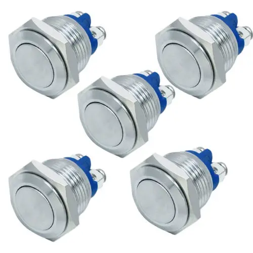 

5 X 16mm Anti-Vandal Horn Momentary Stainless Steel Metal Push Button Switch