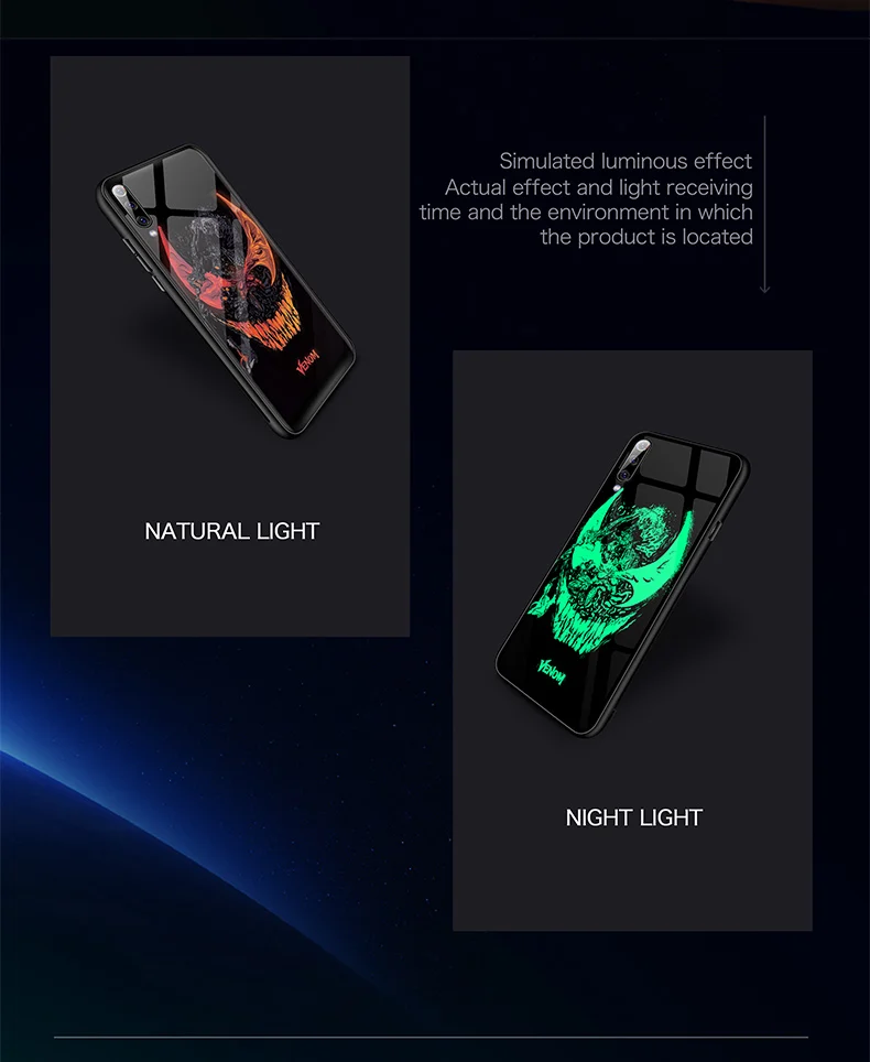 Светящийся стеклянный чехол Marvel для телефона с изображением Железного человека Venom для Xiaomi Mi 8 9 SE F1 Lite Redmi Note 4 5 6 7 8 Pro Plus Captain America