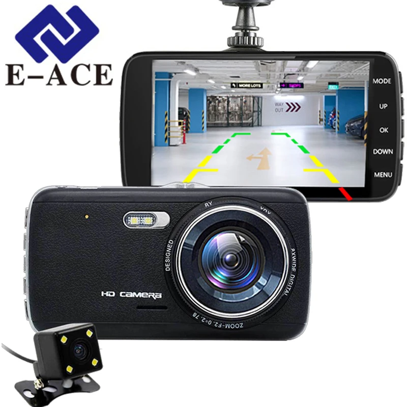 

E-ACE B06 4Inch Car Dvr Dual DashCam Mini Camcorder Automotive Video Recorder Rear View Camera Mirror Dvr ADAS HD Car Camera DVR