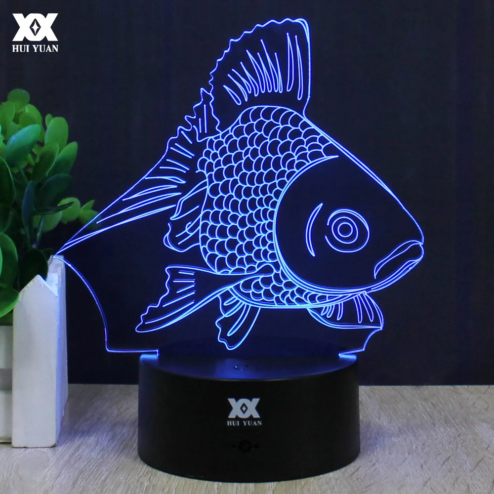 Cartoon Goldfish 3D Lamp LED 7 Color Change Night Light USB Children's