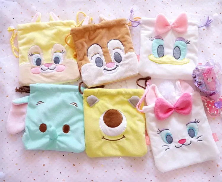 

Tsum Tsum Cartoon Cute Plush Chipmunk Donald Duck Daisy Marie Cat Dumbo Elephant Plush Drawstring Bag Storage Cosmetic Bags Gift